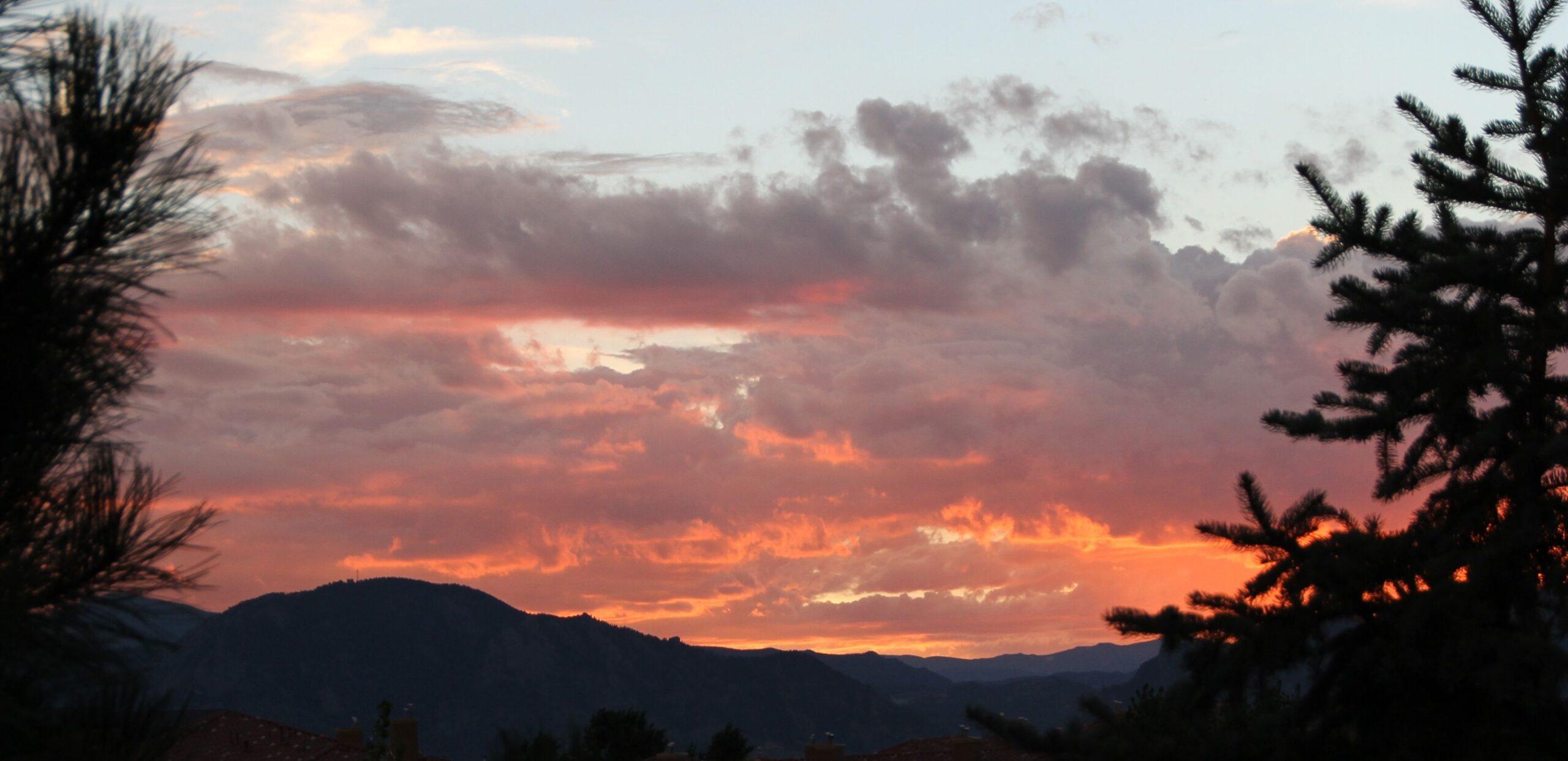 front range mountains at sunset