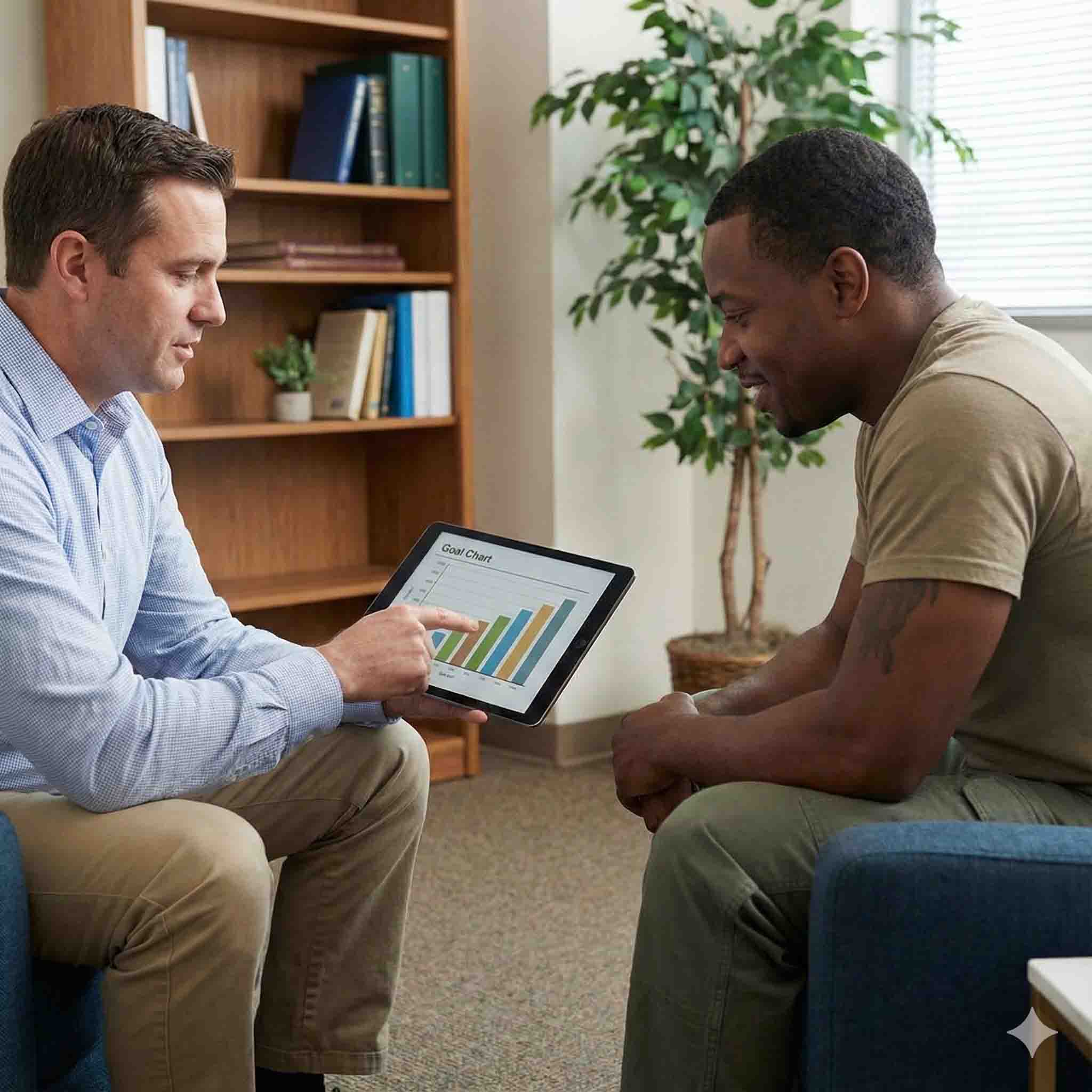 Image of therapist having a client doing bilateral tapping