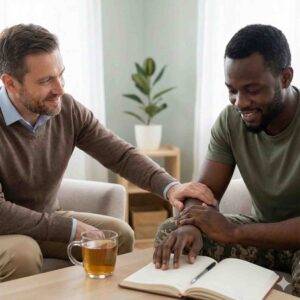 Therapist offering support to a veteran for depression in Arvada