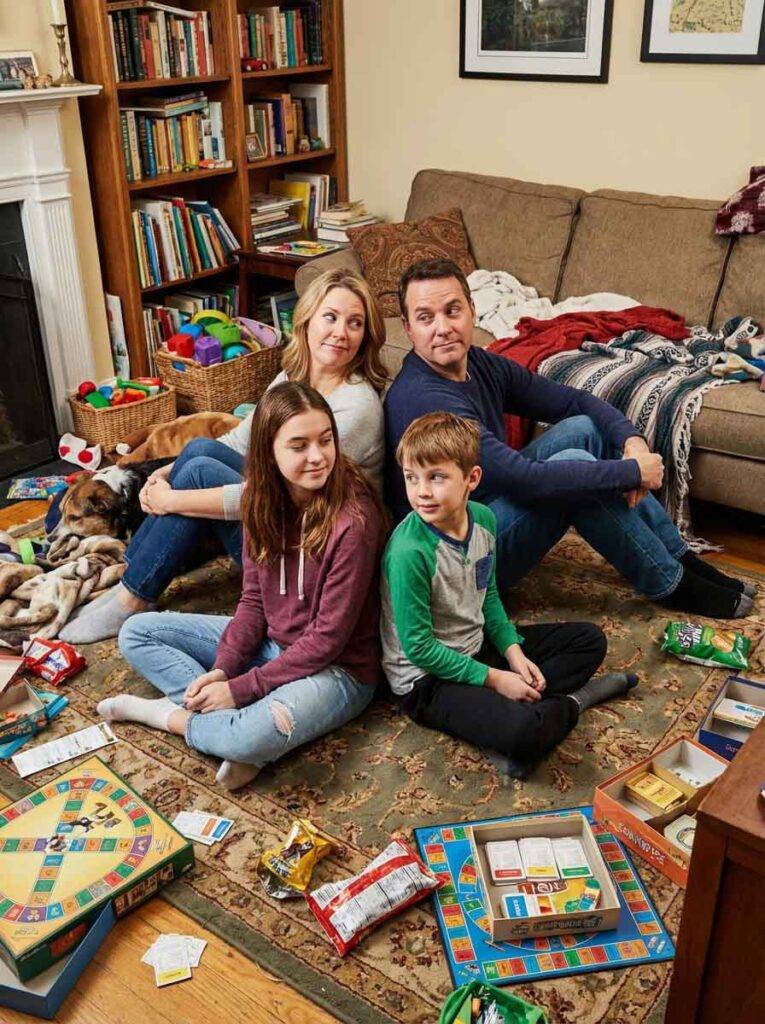 Family back to back in a mess