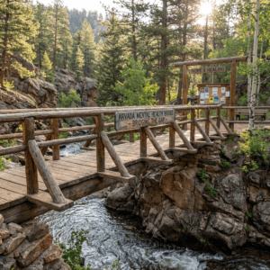 Wooden footbridge in nature, symbolizing bridging the gap in mental health care access for the Arvada community.
