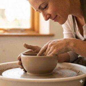 Person shaping clay on a wheel illustrating trauma recovery