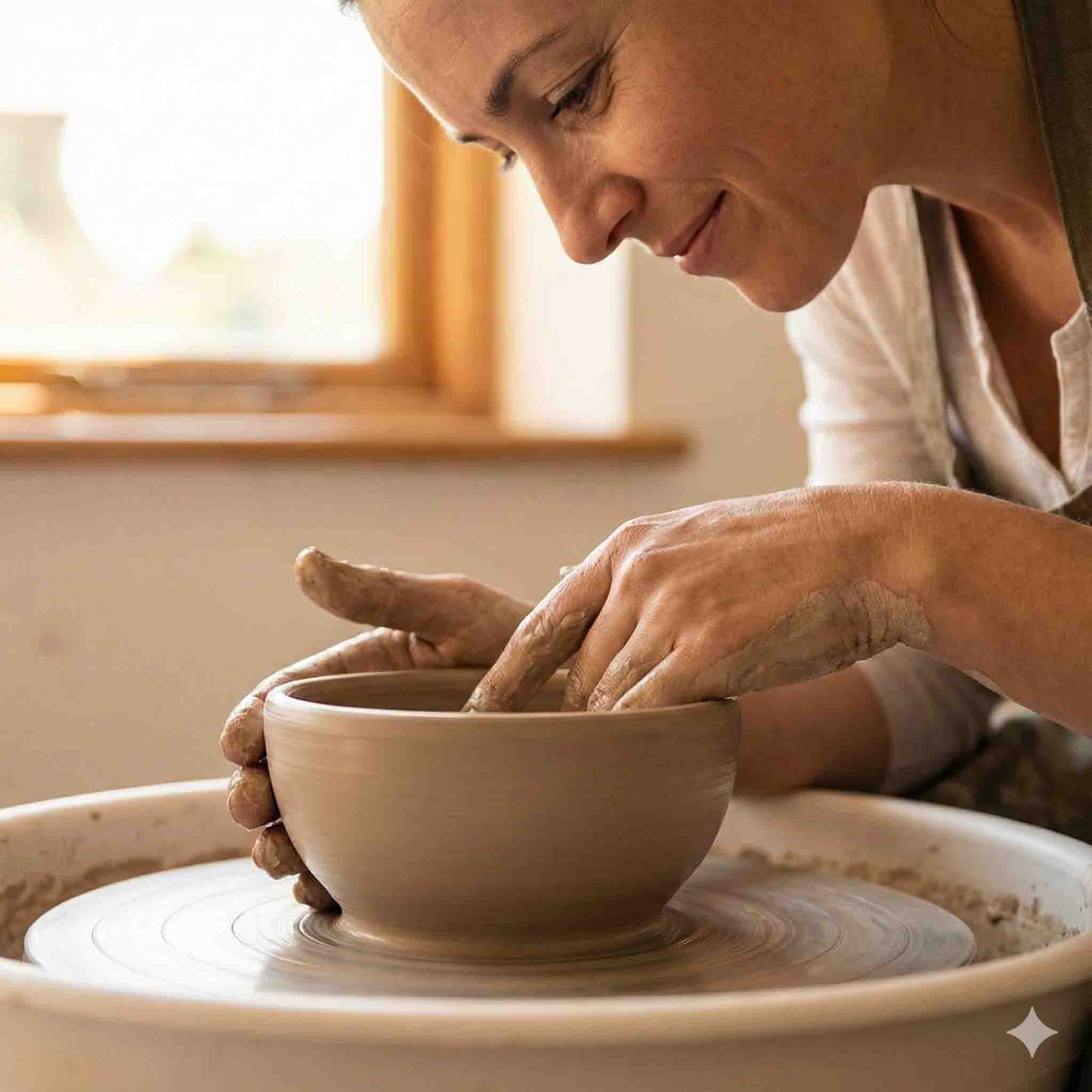 Person shaping clay on a wheel illustrating trauma recovery"