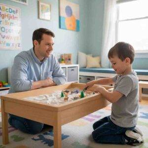 Child Play Therapy session using Sand Tray technique