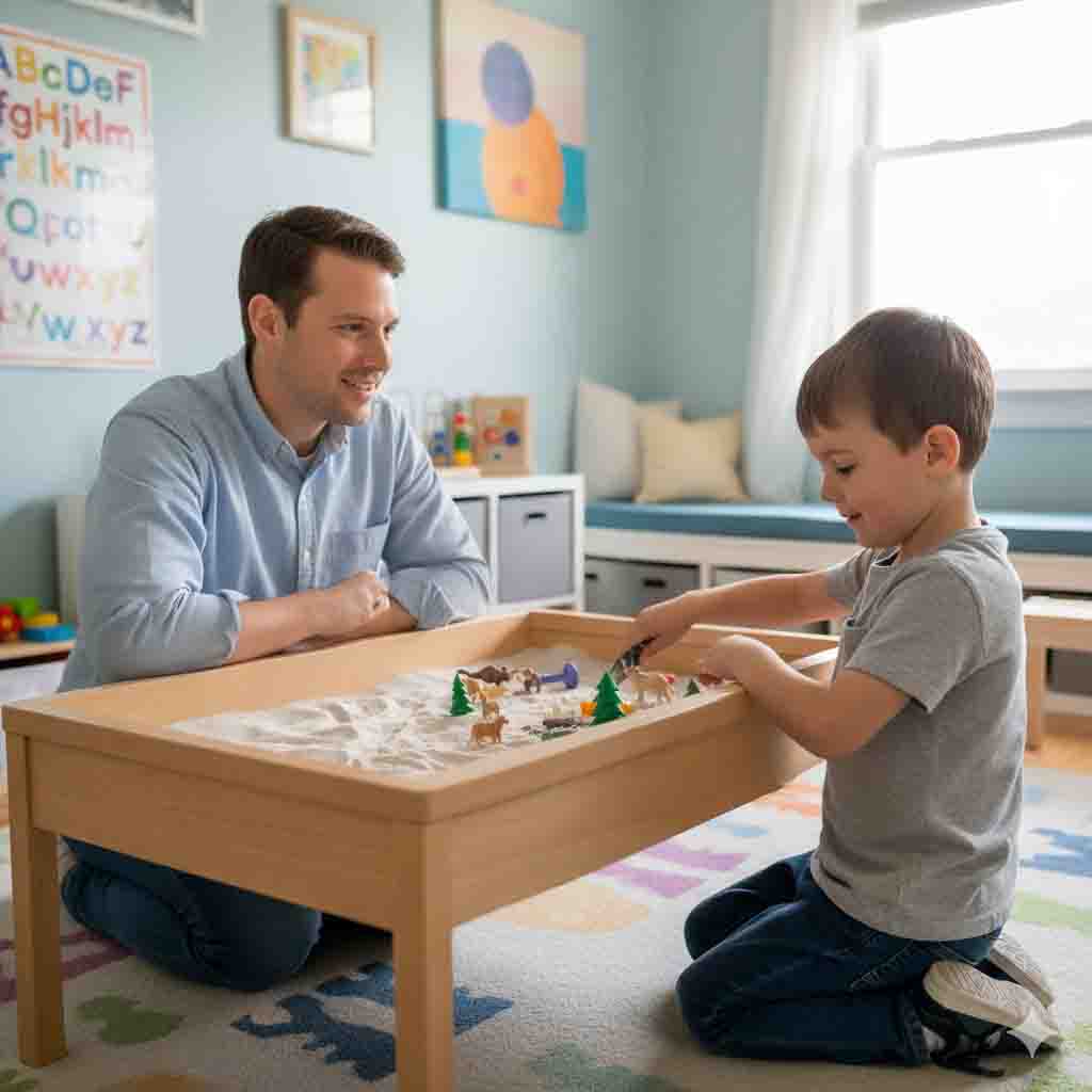 Image of therapist having a client doing bilateral tapping